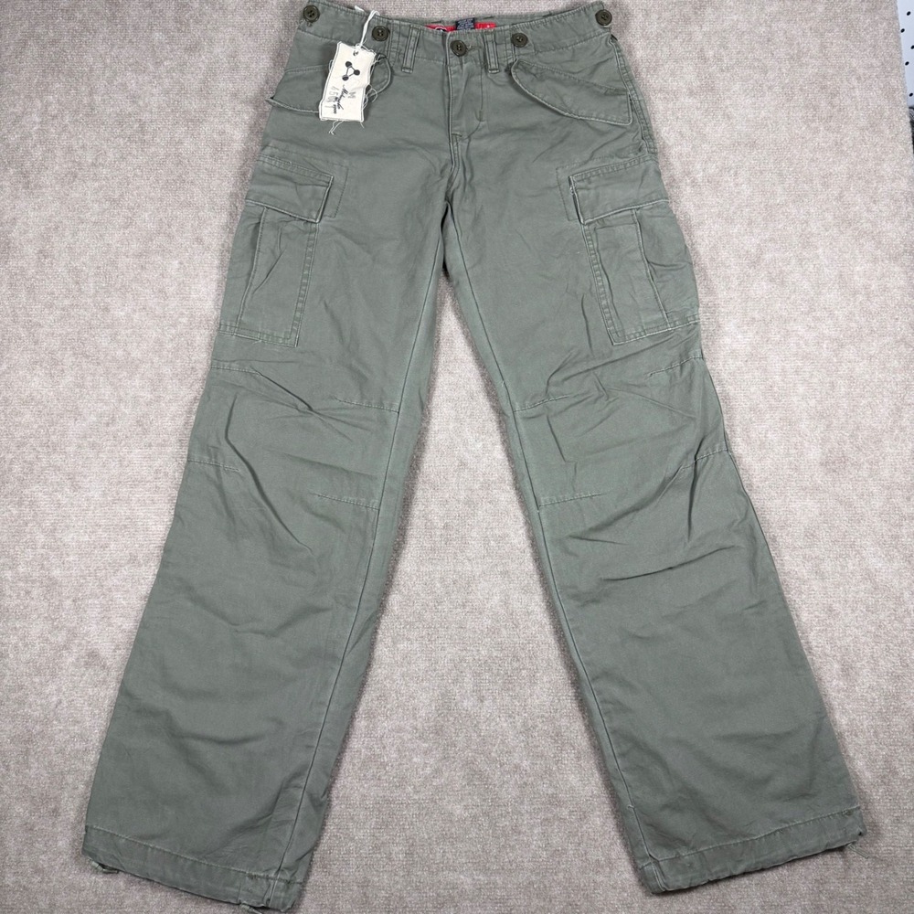 VTG Molecule Y2K Womens Green Cargo Pants Size Medium Wide Leg Low Rise NWT